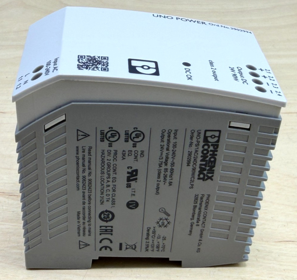 Phoenix UNO-PS/1AC/24DC/90W/C2LPS DC Power Supply, 24 VDC, 2902994