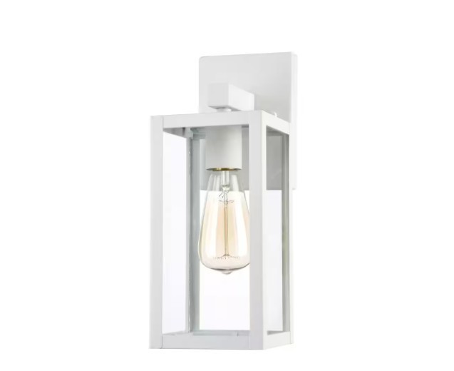 Martin 13 in. 1-Light White Hardwired Outdoor Wall Lantern Sconce with No Bulbs