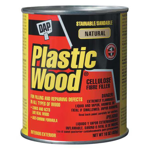 Dap Solvent Wood Filler, Can, natural, Plastic Wood 21506 Dap 21506 16 oz