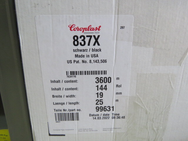 coroplast 837X-19-25-BLK Qty of 6 per Lot 19mm x 25m Automotive Adhesive Tape;