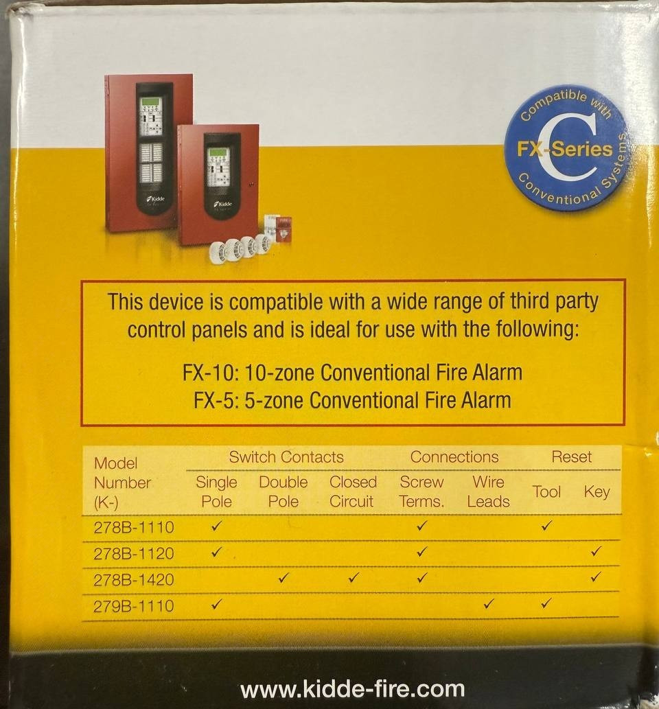 KIDDE K-278B-1120 Fire Alarm Pull Station Red 3-5/8″ D 405F23