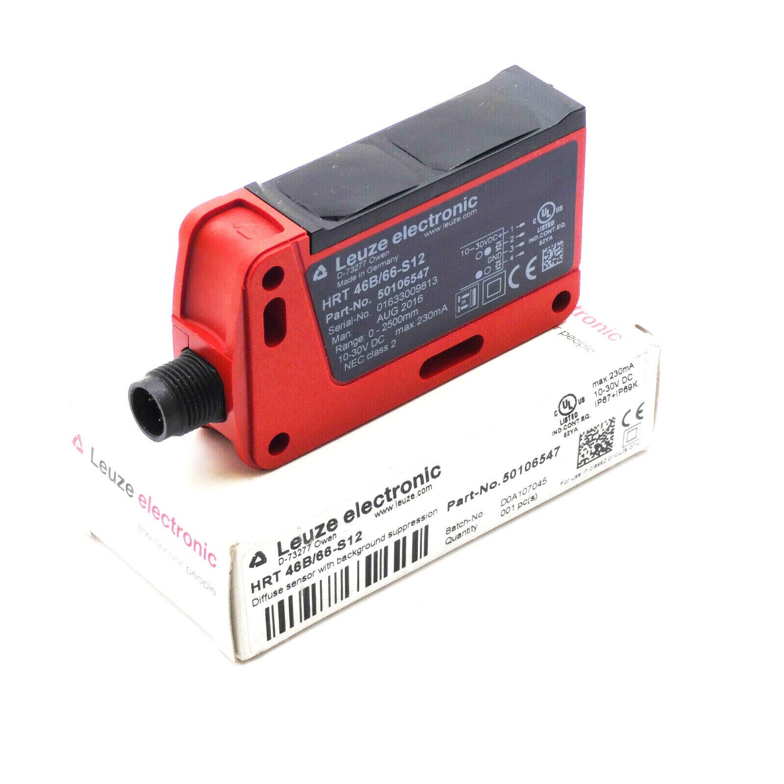 New In Box LEUZE HRT 46B/66-S12 50106547 Diffuse Sensor