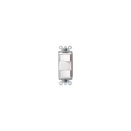 Leviton 1754-W 15A 1-Pole Non-Grounding Push-In Dual Rocker Switch