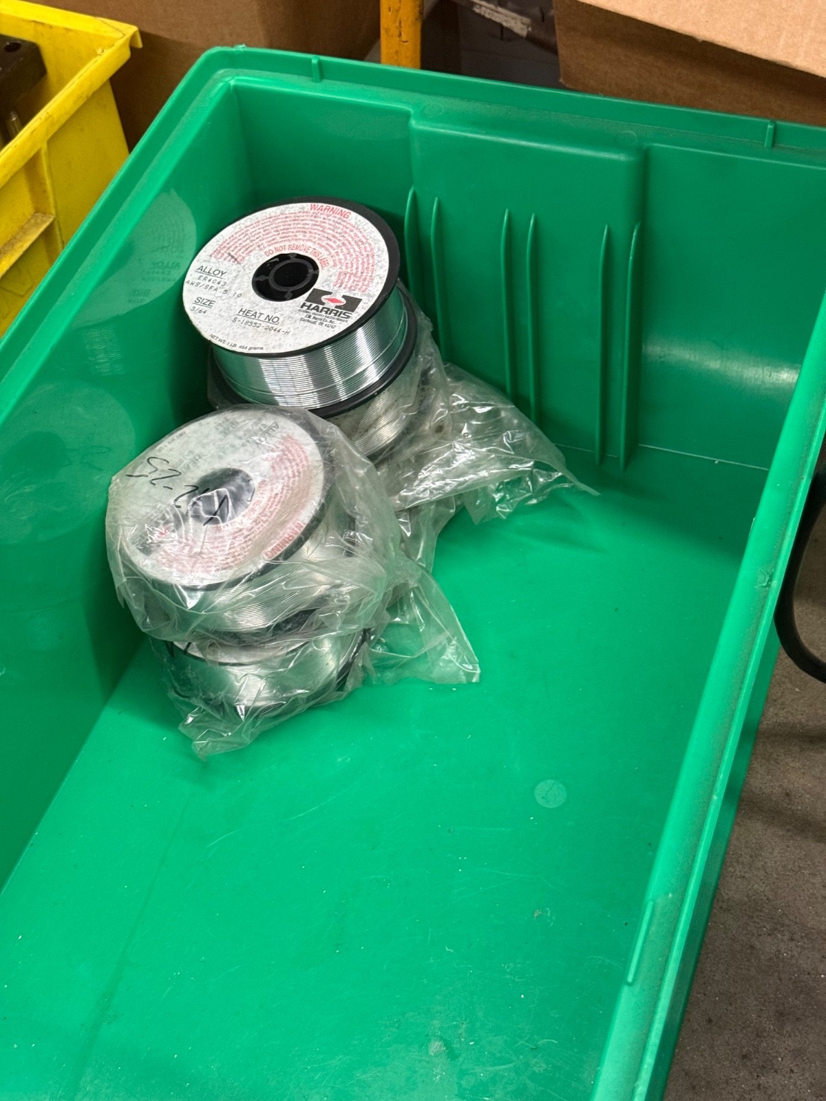 1 Ib spool of Harris brand ER4043 aluminum welding wire.