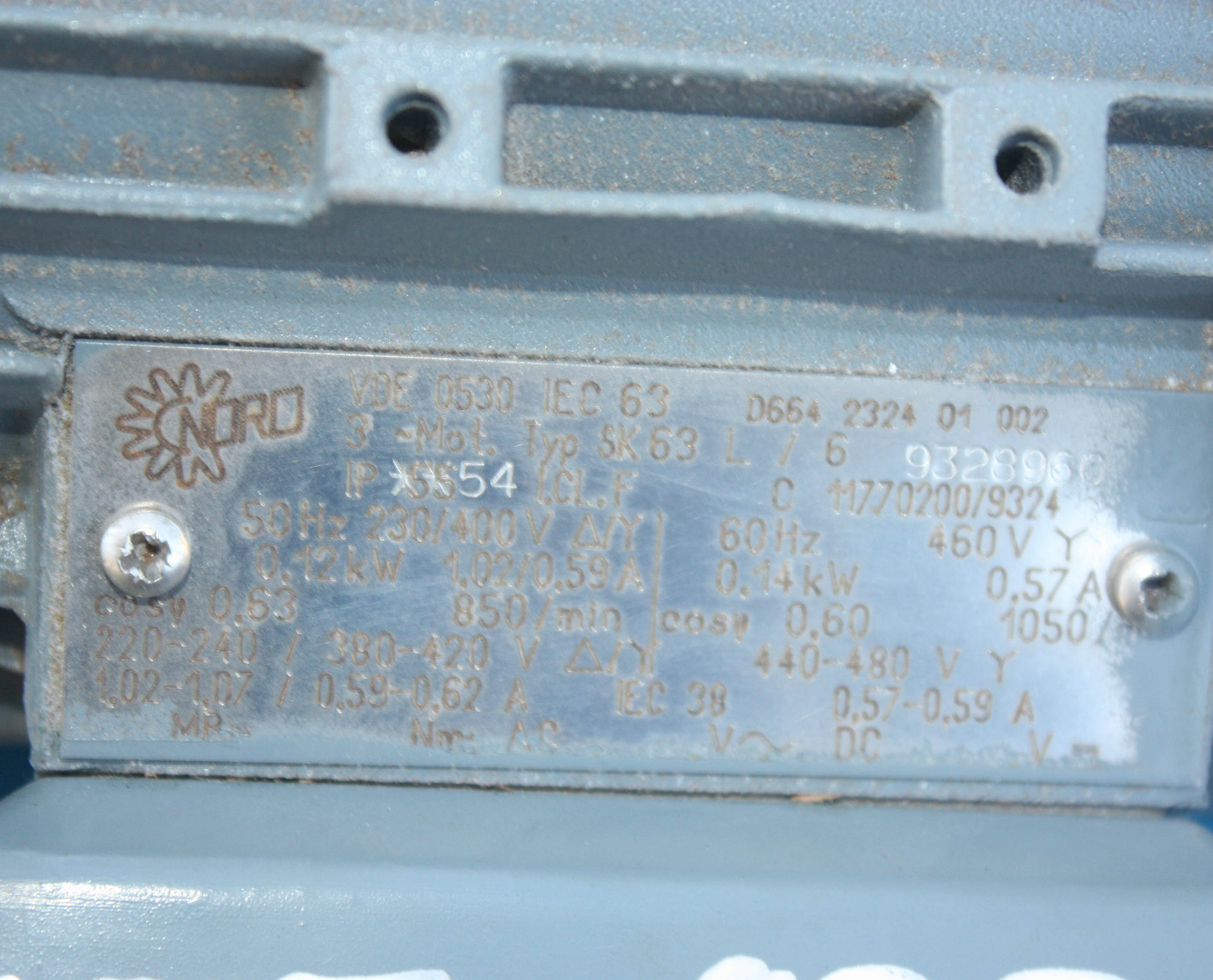 NORD VDE 0530 IED 63 0.12kW 3 phase motor 50Hz electric motor
