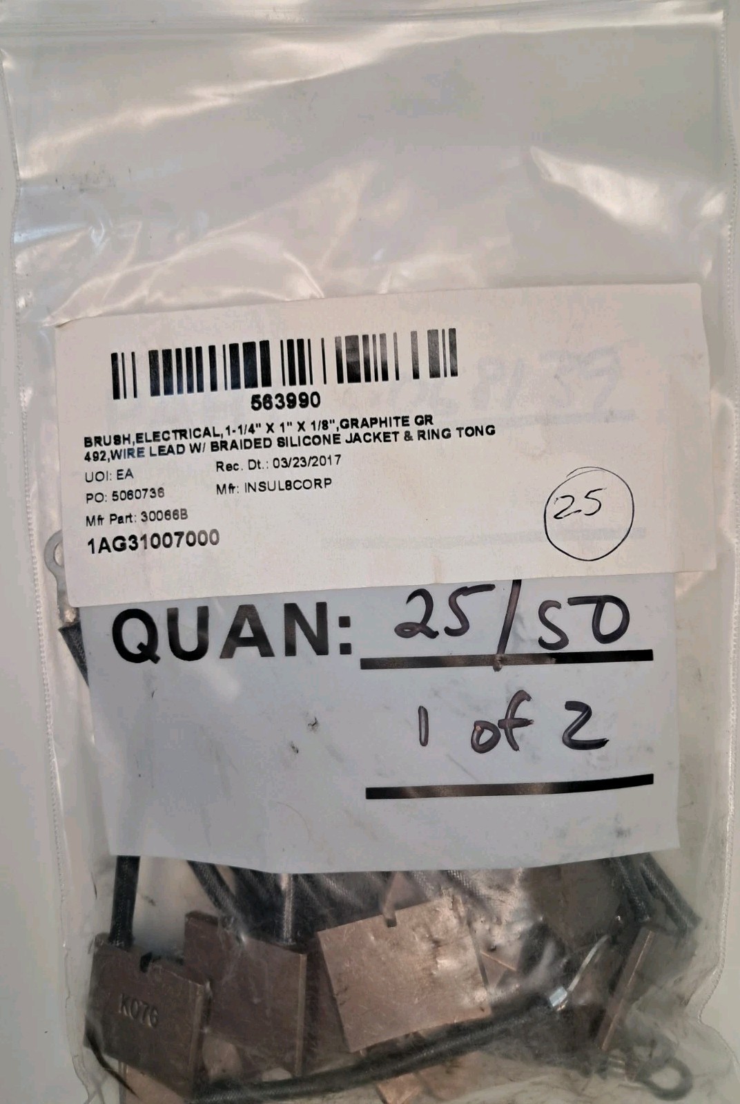 NEW Insul‑8 Conductix R‑Series Brush 30066B, 15 A Copper‑Graphite Slip Ring