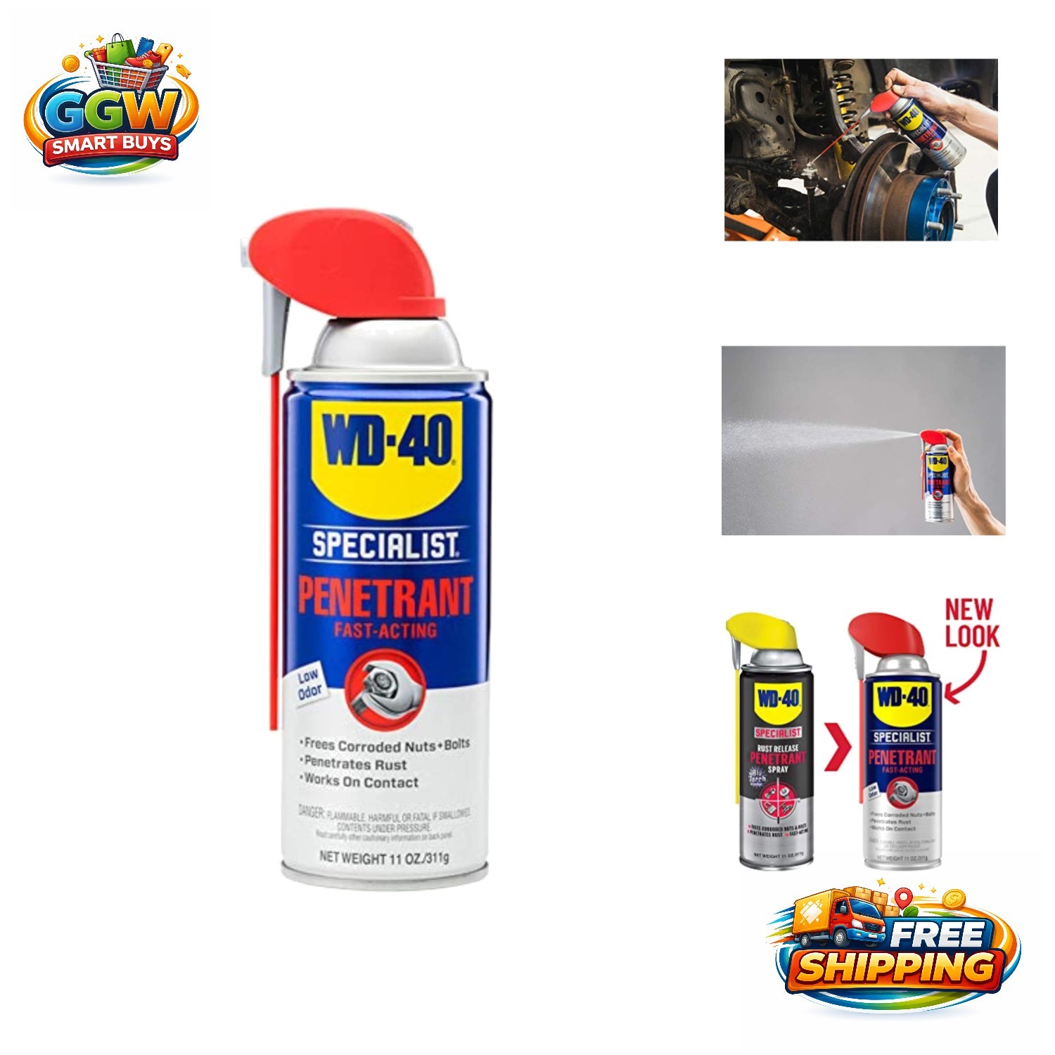 WD-40 Professional Penetrant Spray, 11 Oz – Rust Breaker with Smart Spray Design