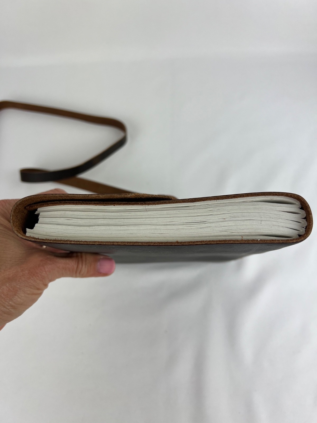 Leather Bound Journal w/Flap & Strap Closure 100 Antique Paper Tied Sheets