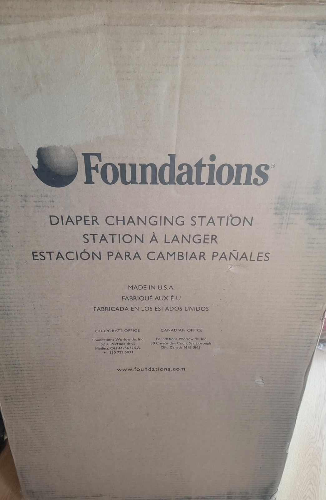 FOUNDATIONS 100-SSC-R Changing Station,Silver,35 5/8 in W 39F737