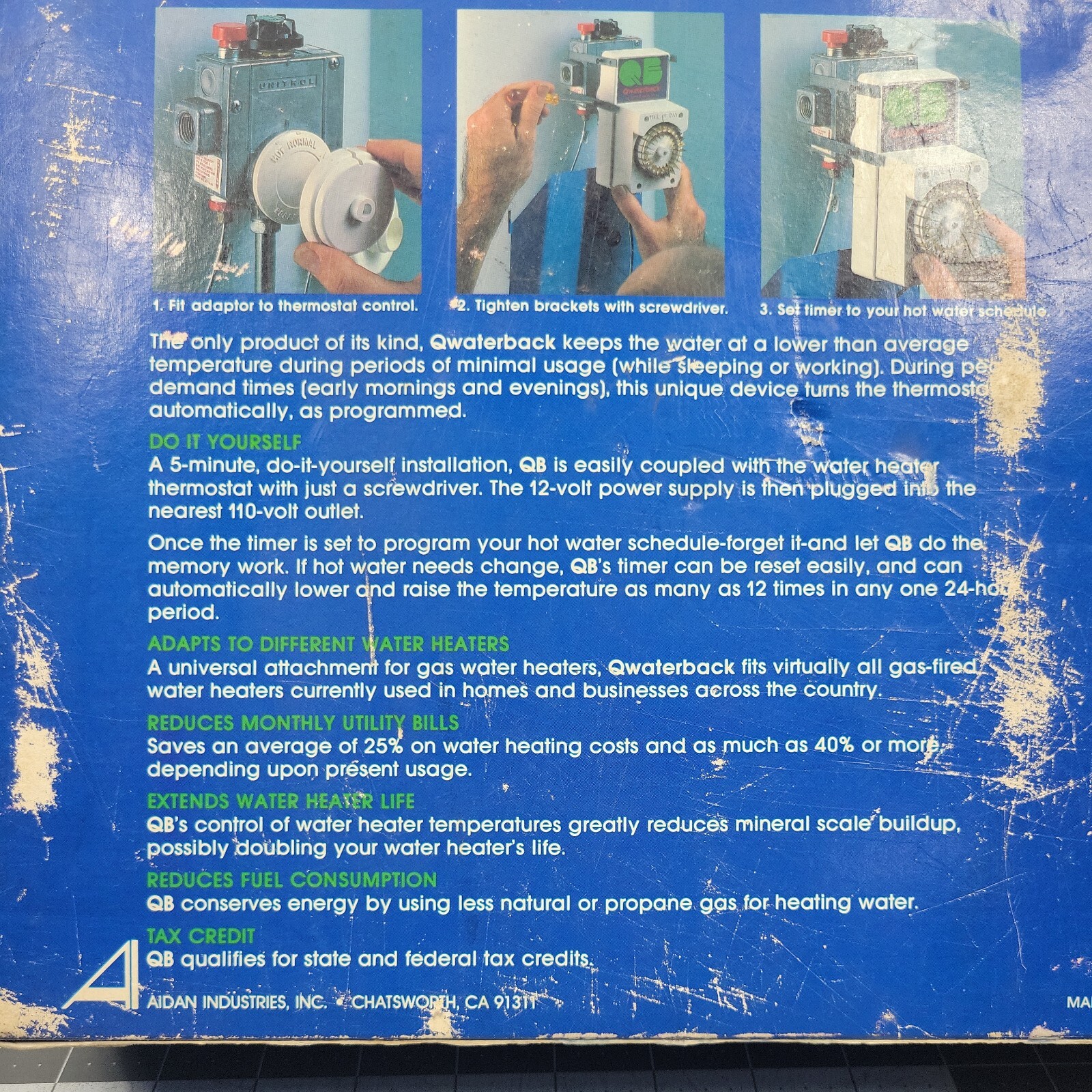 Vtg Qwaterback Hot Water Energy Saver For Gas Fired Water Heaters