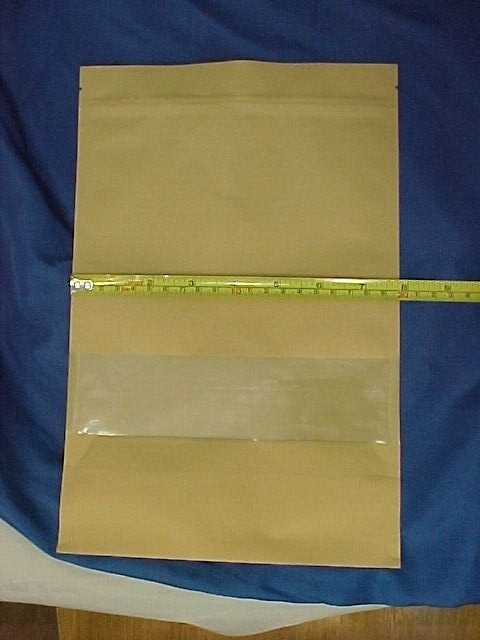 lot of 100 KRAFT clear WINDOW BAGS POUCHES RESEALABLE stand up 7.9″ x 11.8″