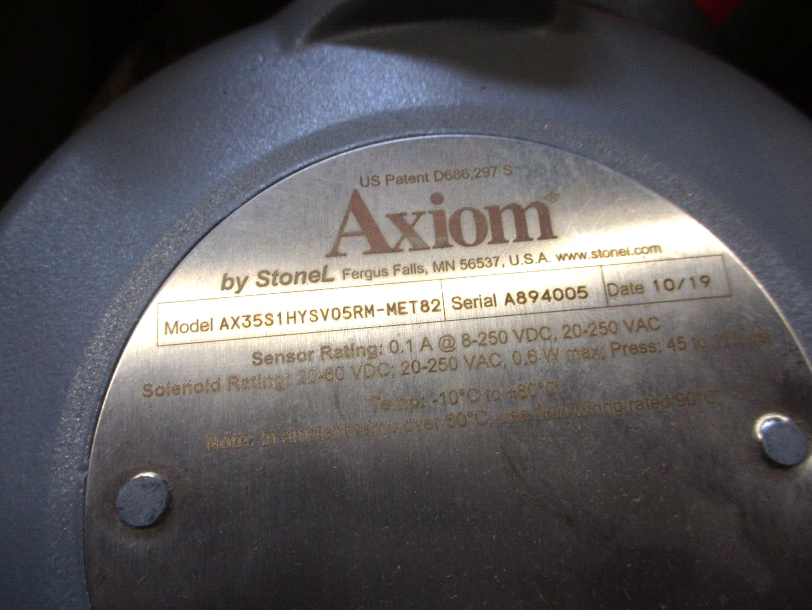 NEW STONEL AXIOM AX35S1NYSV05RM-MET82 VALVE CONTROLLER