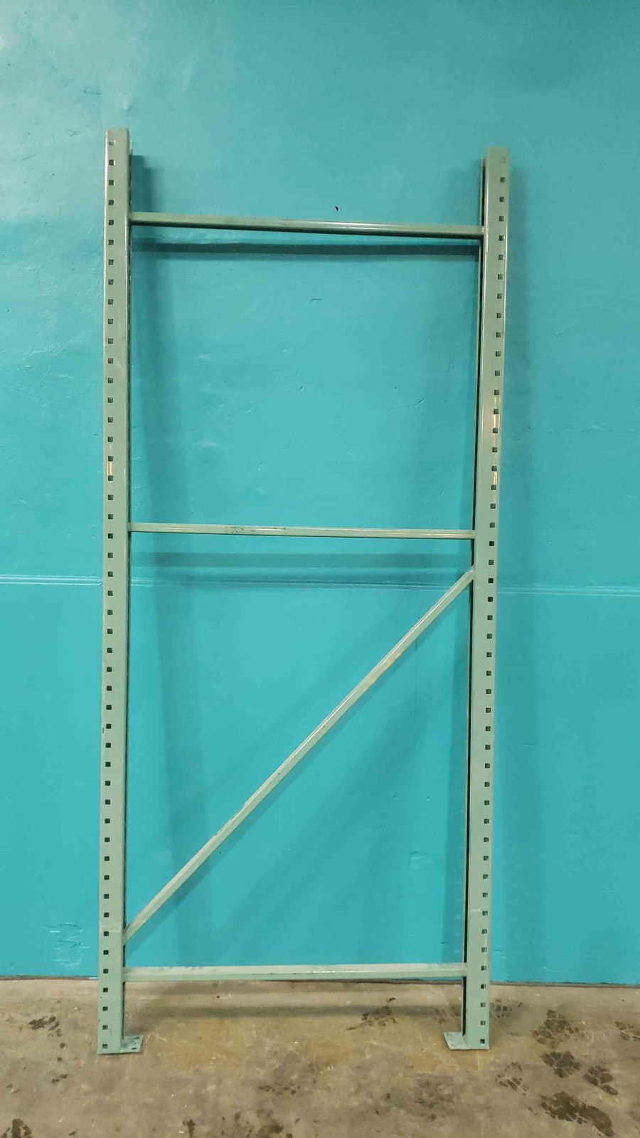8′ Square Hole Pallet Rack Upright Frame – 42″ Depth – Sturdi-Bilt Style Green