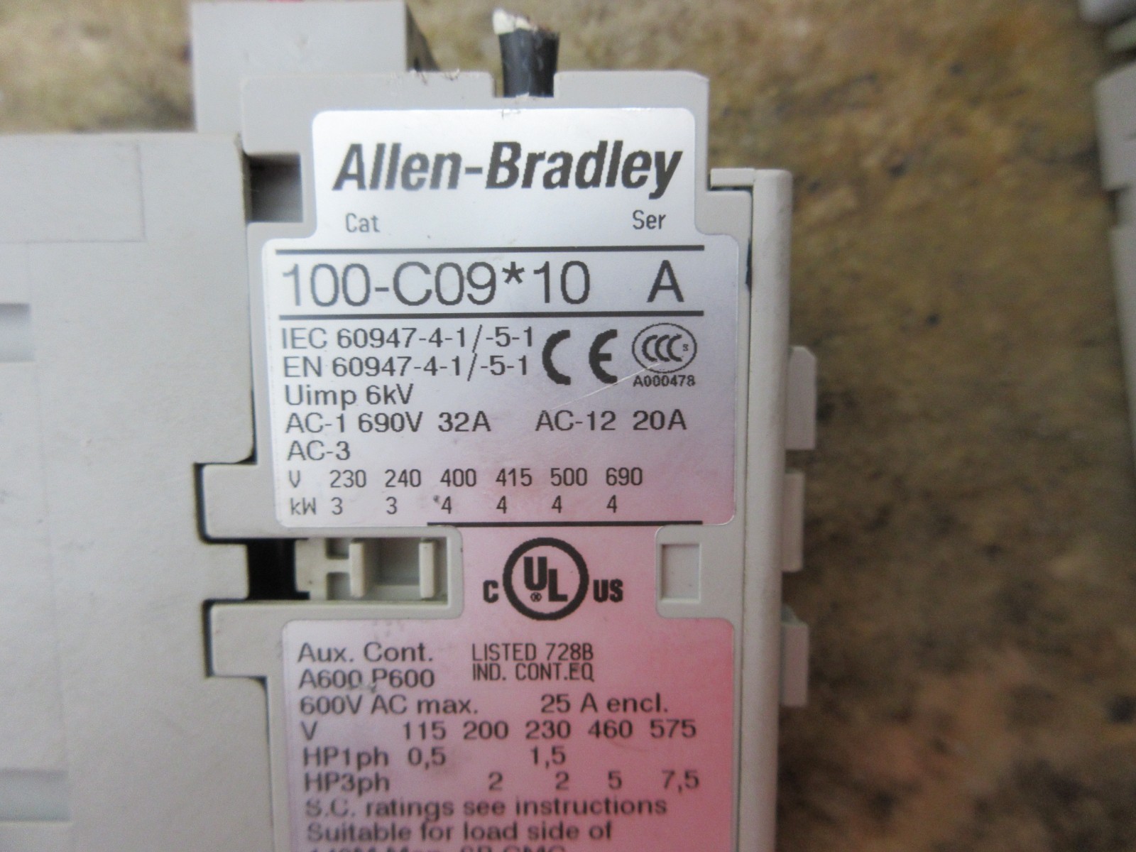 HAAS VF2 CNC MILL ALLEN BRADLEY 100-C09*10 A 193-ED1CB CONTACTOR LOT OF 2 PIECES