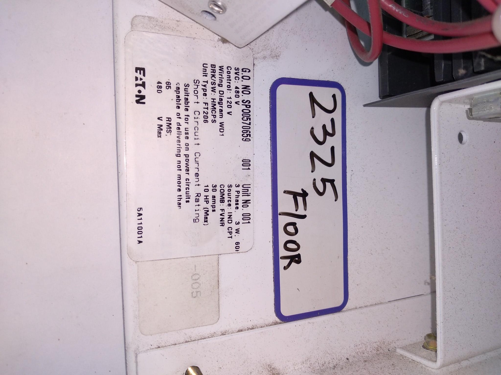 EATON SPO0570659 480V 65 RMS 10HP WD1 MCC 3P 120V HMCPS FT206 AN19DN0