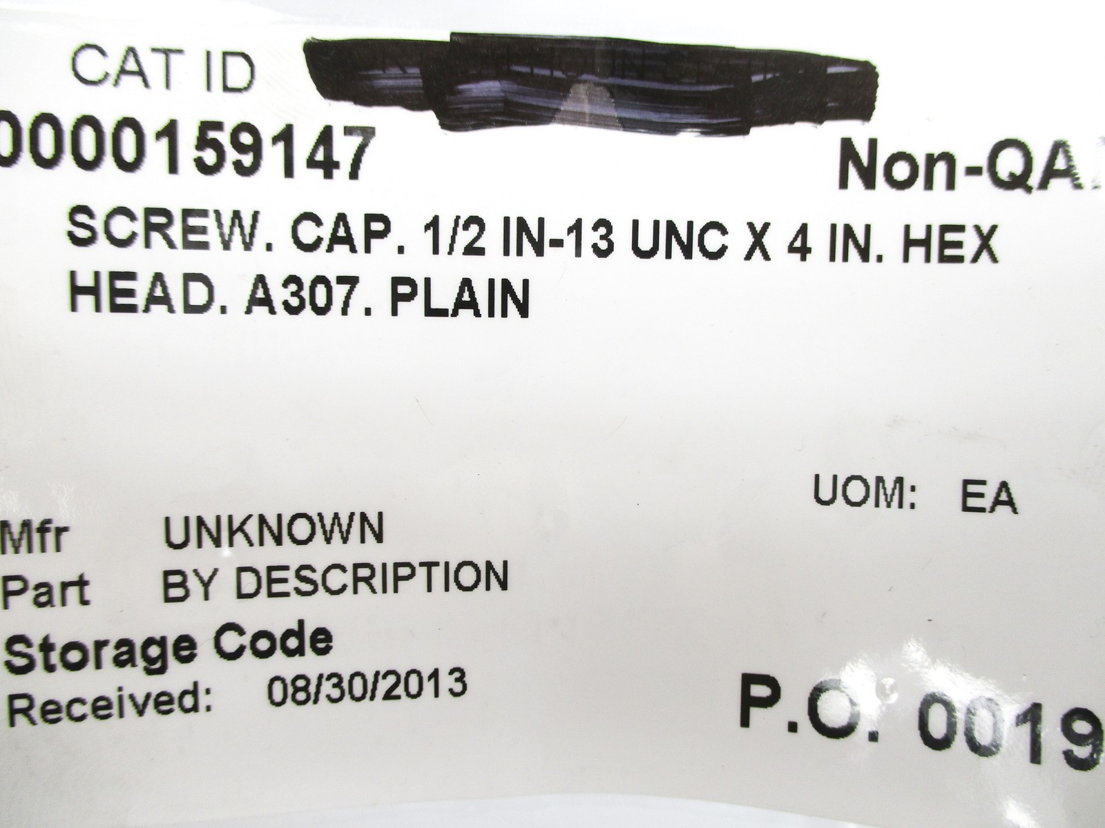 ASTM A-307 1/2-13UNC X 4″ NSNP