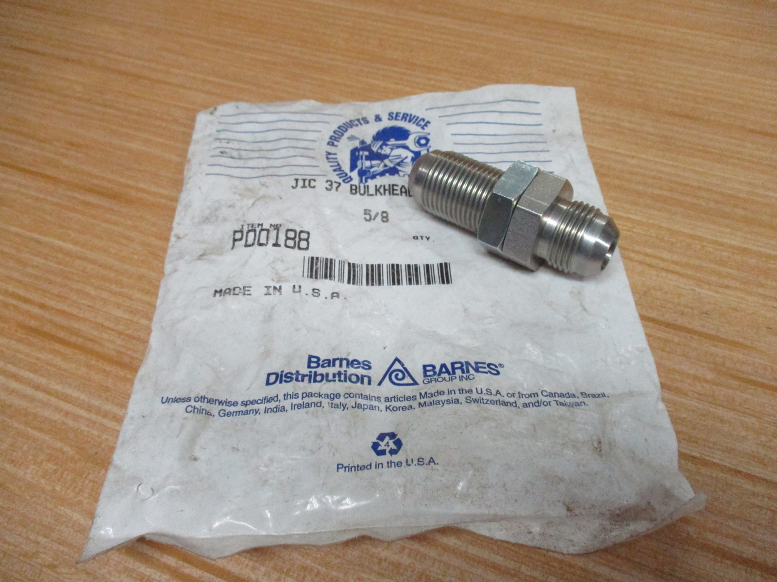 Barnes P00188 JIC 37 Bulkhead Union 5/8″ (Pack of 2)