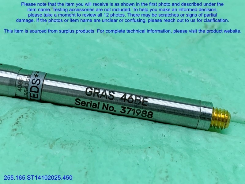 GRAS 46BE Microphone Missing Cable&Plug as shown in photos, sn:Random, Sale.