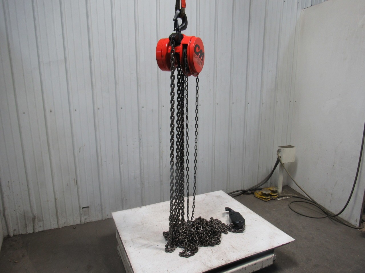 CM Model S 4 Ton Manual Chain Fall Hoist 32′ 6″ Lift w/Load Limiter Tested