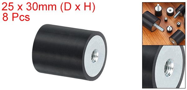 8Pcs 25 x 30mm M6 Thread Female Rubber Mounts, Silent Block Base Block
