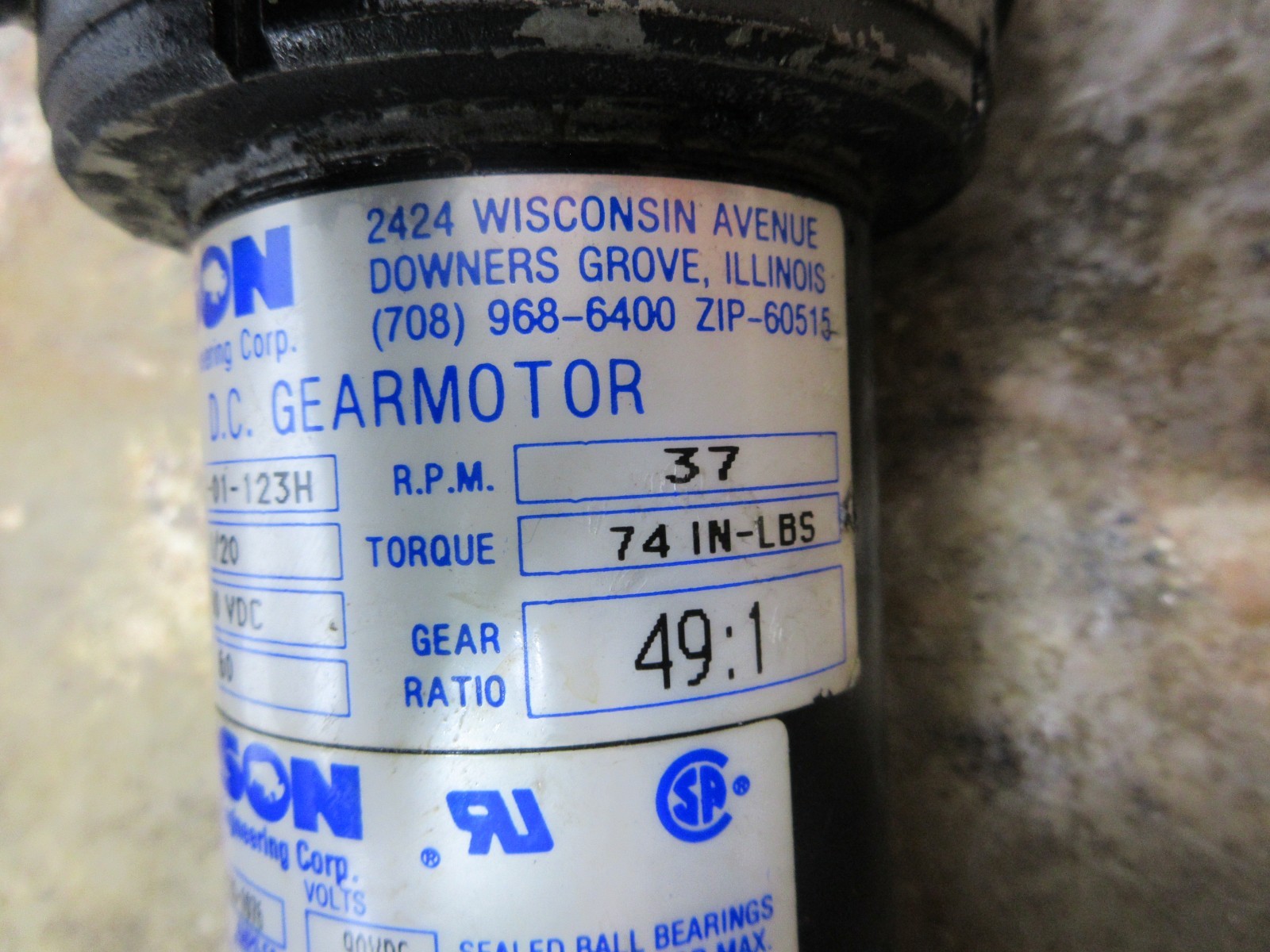 1996 HAAS VF-1 CNC VERTICAL MILL BISON 507-01-123H 151-700-1076 GEAR MOTOR