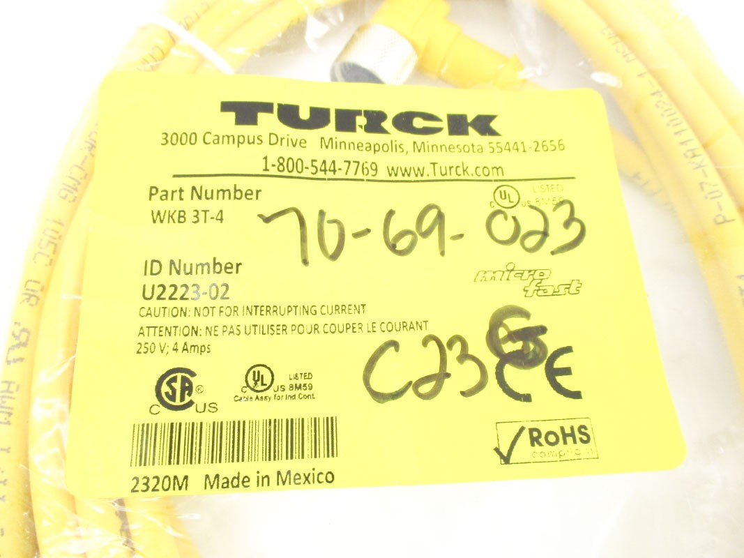 TURCK WKB3T-4 U2223-02 250V 4A NSMP