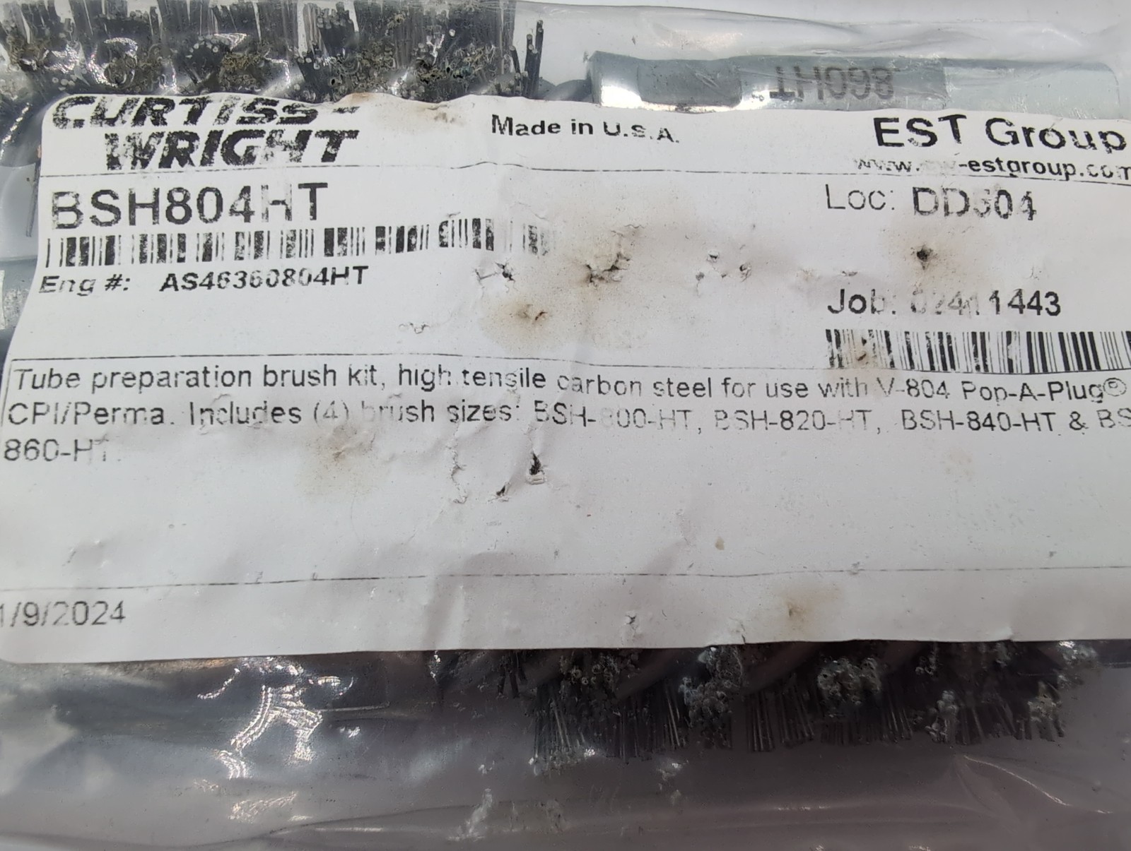 New CURTIS WRIGHT BSH-804-HT Brushing Kit Tube Plug for V-804-T POP-A-PLUG