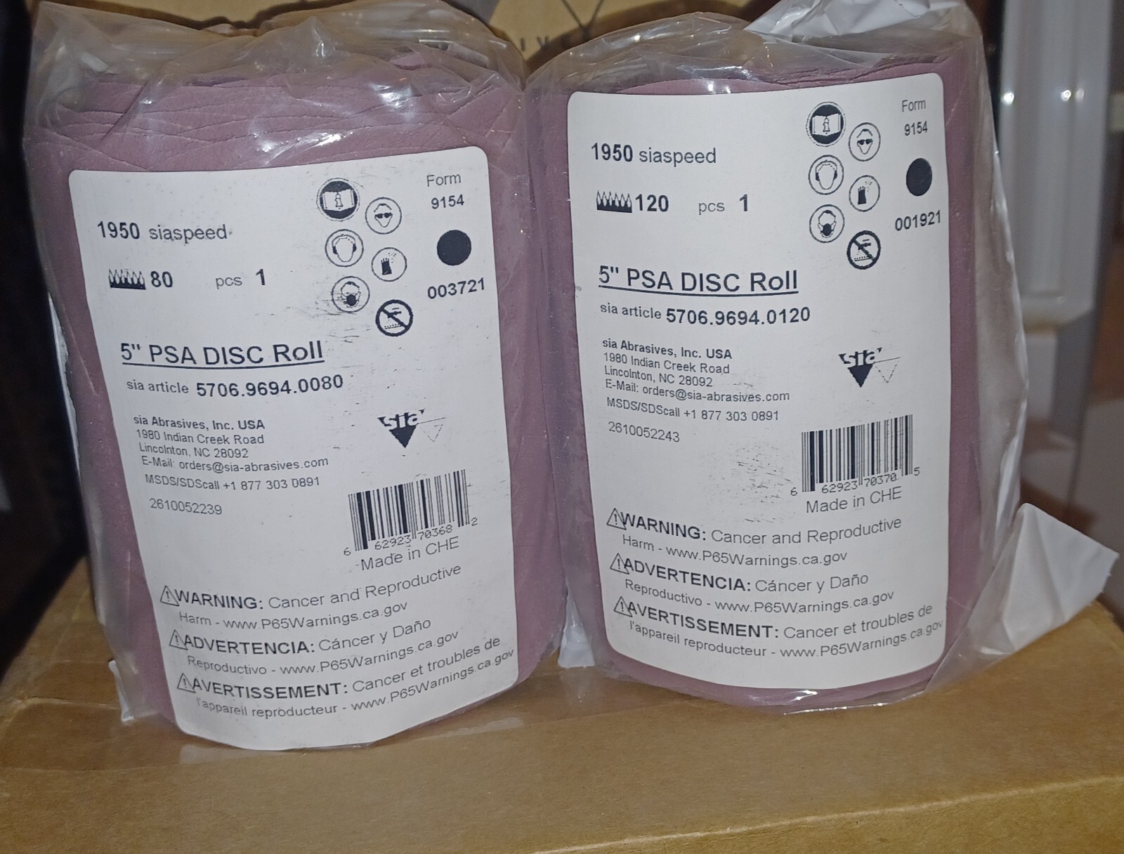 sia siaspeed 1950 5 inch disc rolls (100/roll) 80 and 120 grit 18 total rolls