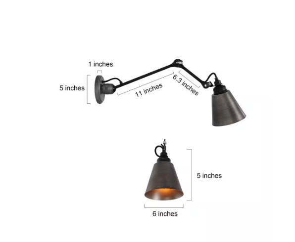 Uolfin Modern Brushed Black Wall Light,1-Light Farmhouse Swing Arm Wall Lamps