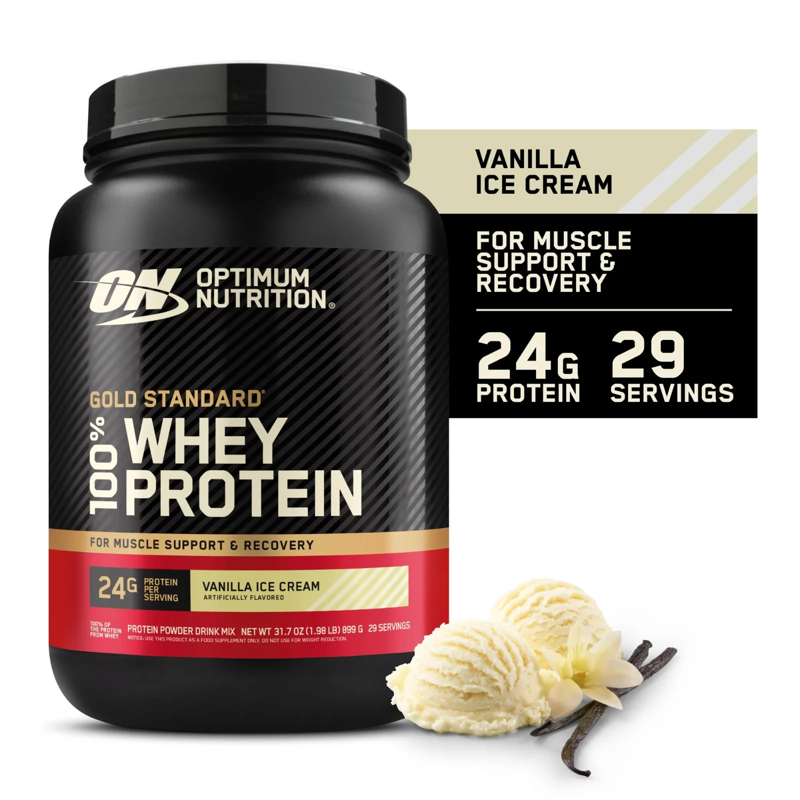 Optimum Nutrition Gold Standard 100% Whey Protein Powder, Vanilla Ice Cream