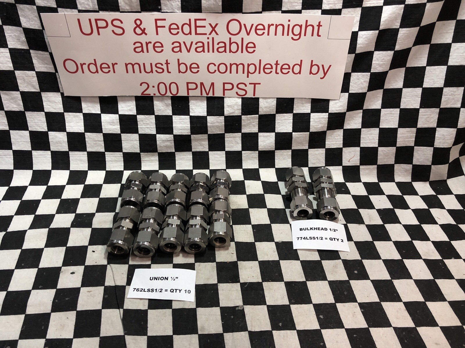 LOT OF 12 HAM LET BULKHEAD UNION 1/2″, 762LSS1/2 , 774LSS1/2 #120Q8