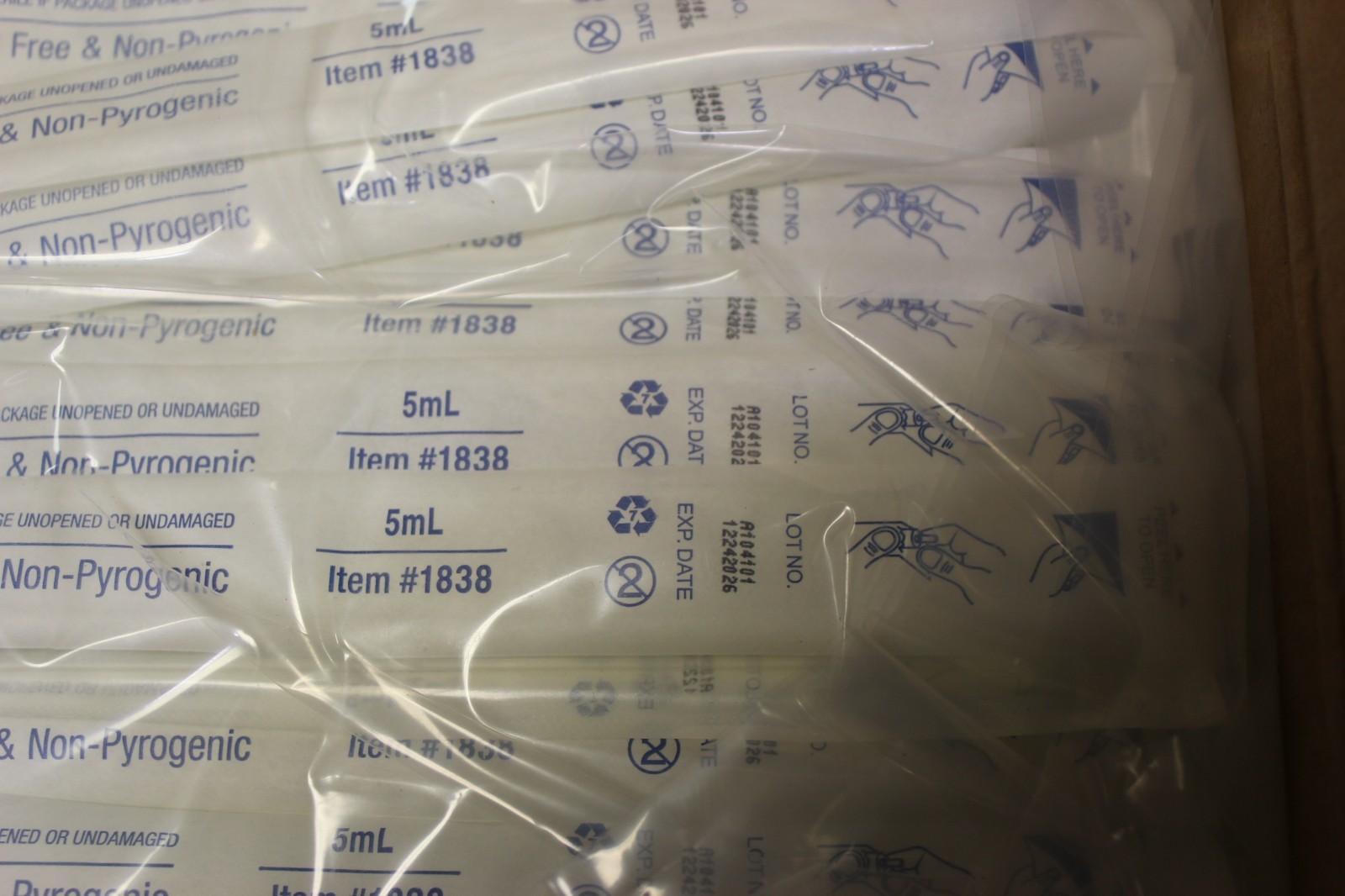 NEW CASE OF 300 GLOBE SCIENTIFIC 5mL ASPIRATING POLYSTYRENE PIPETTE 1838