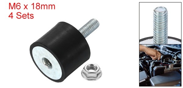4Pcs M6x18mm Rubber Mounts 24x20mm(DxH) Rubber Shock Absorber Mount with Nuts