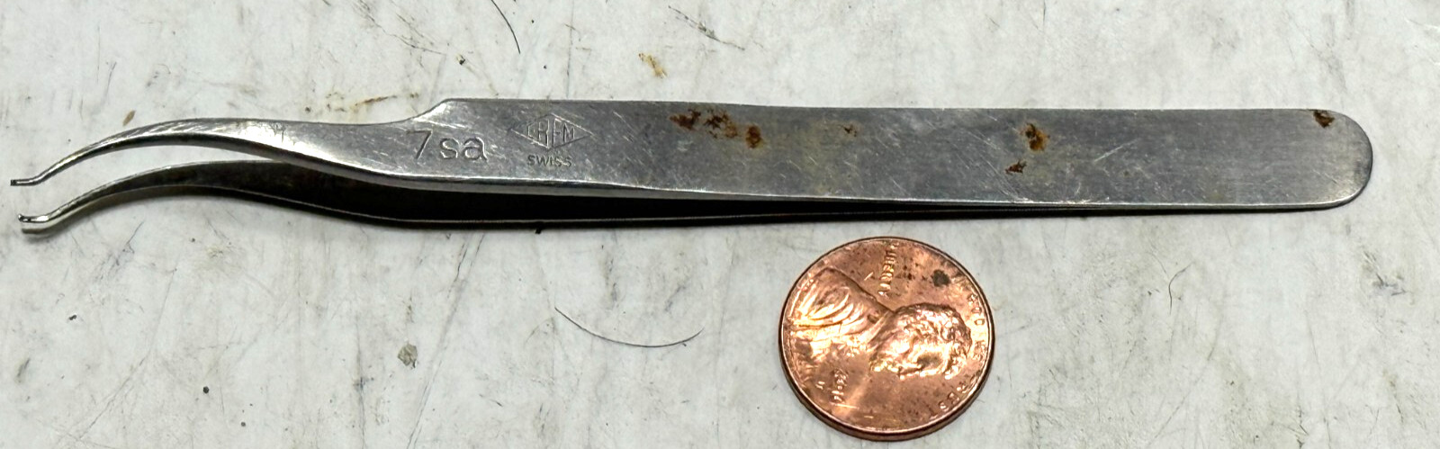 EREM 7sa Tweezers, Fine Tip, Curved, Swiss