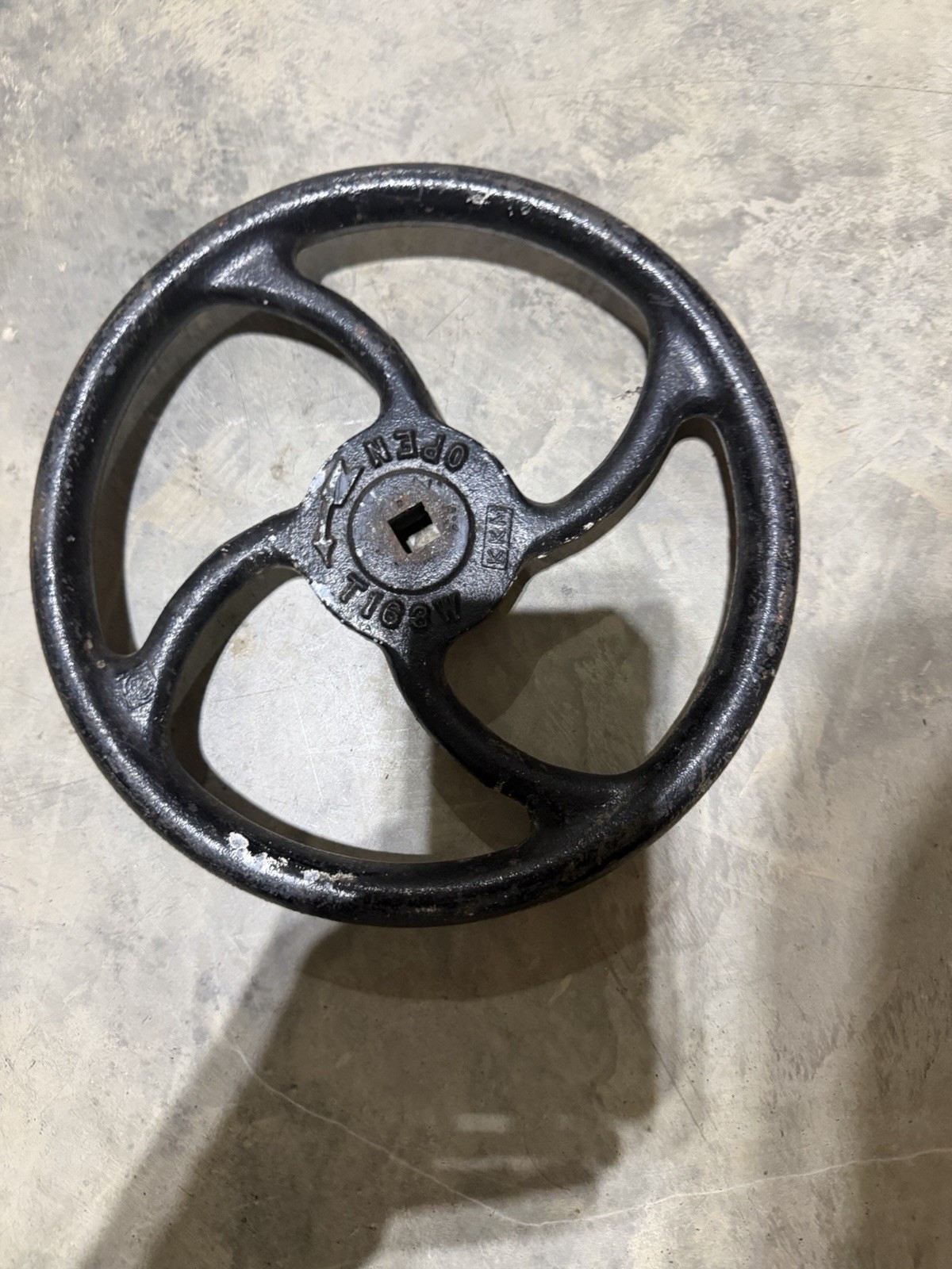 Vintage Industrial Cast Iron ? Valve Hand Wheel Steam Punk Open Crank KKM T163W
