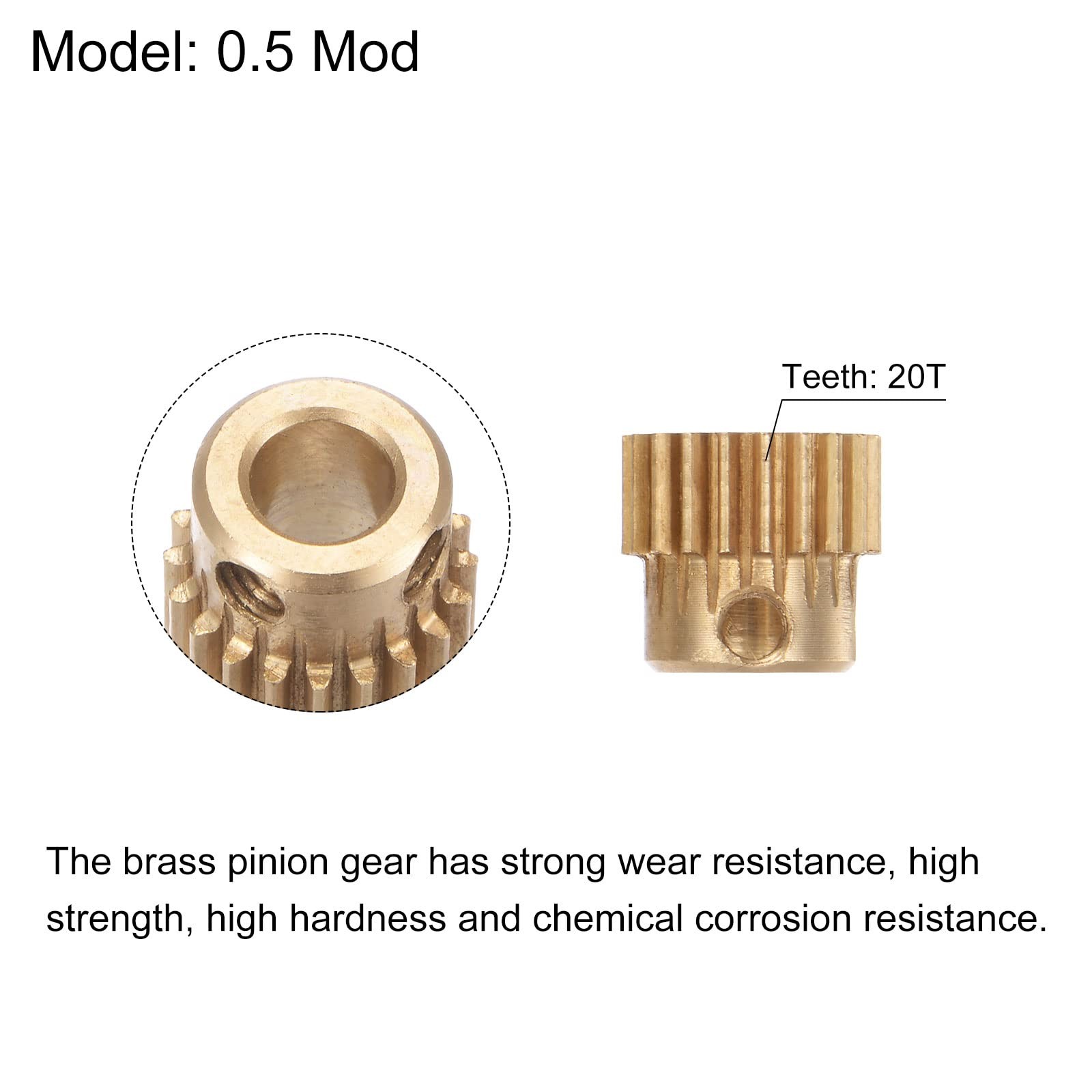 uxcell Pinion Gear Set Brass Motor Rack Straight Spur Gear with Step 0.5 Mod …