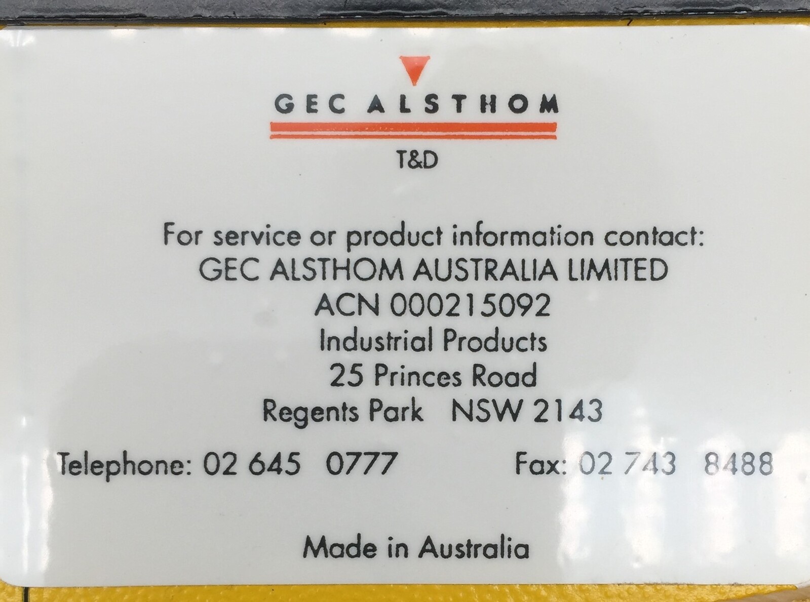 GEC Alsthom MVAJ21D1BB0751B Differential 4MVAJ21-4001 Relay