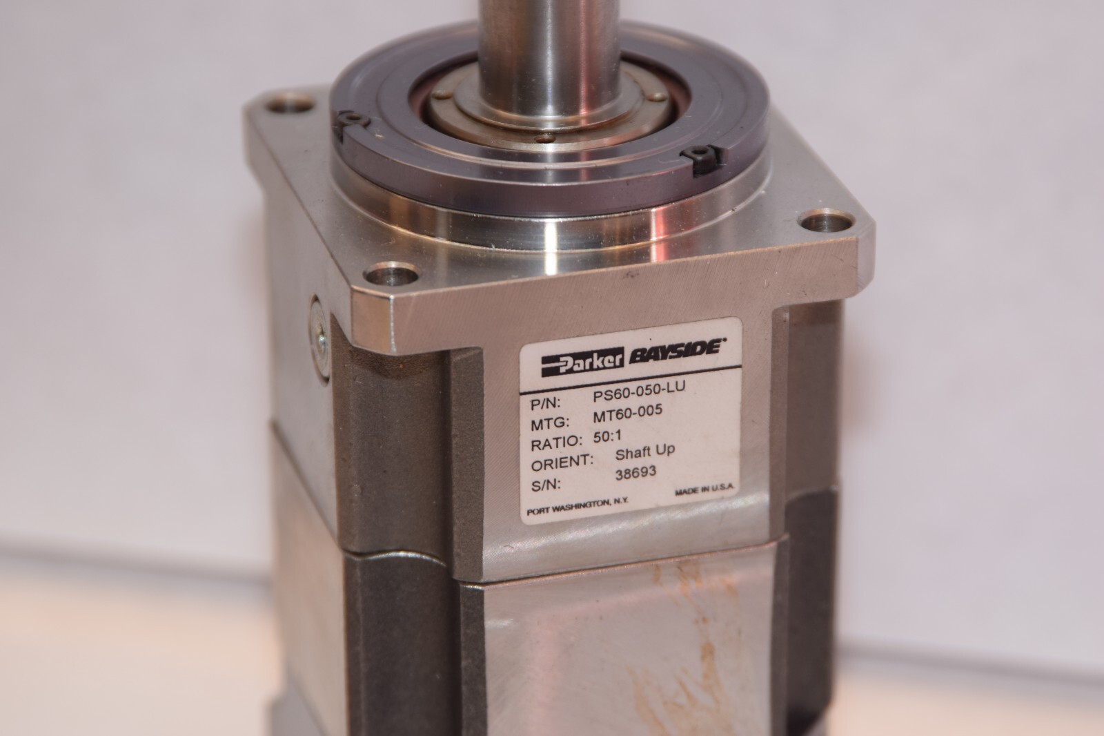 PARKER Bayside PS60-050-LU PS60050LU 50:1 Ratio 5/8″ Shaft Up Gear Head (NEW)