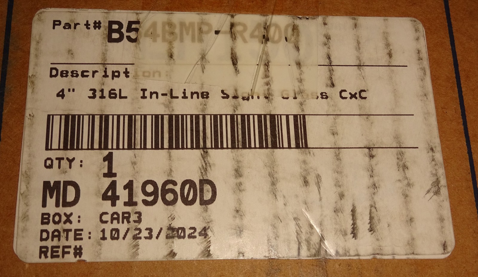 Dixon B54BMP-R400 4″ In-Line Sight Glass w/ Clamp Ends 316L Stainless Steel NEW