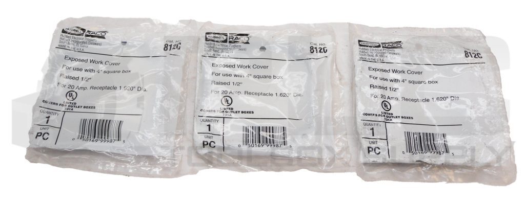 LOT OF 3 SEALED NEW HUBBELL 812C EXPOSED WORK COVER 4″ 20A