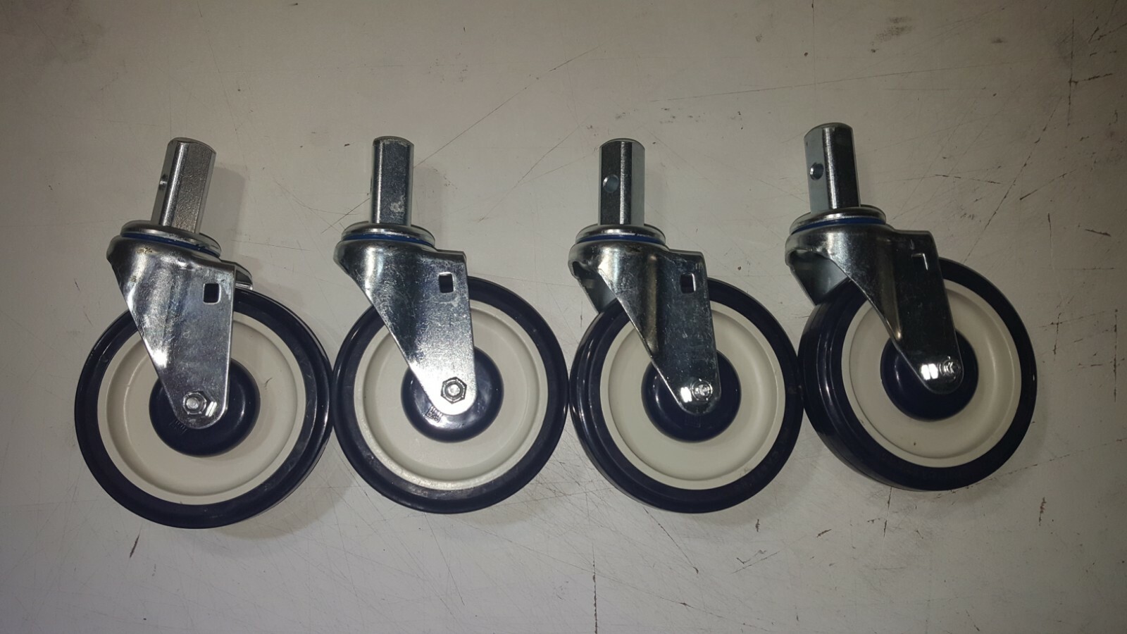 Lot of 4 – P & H T20S354CL7F Caster Wheel 5″ .865 square stem service cart
