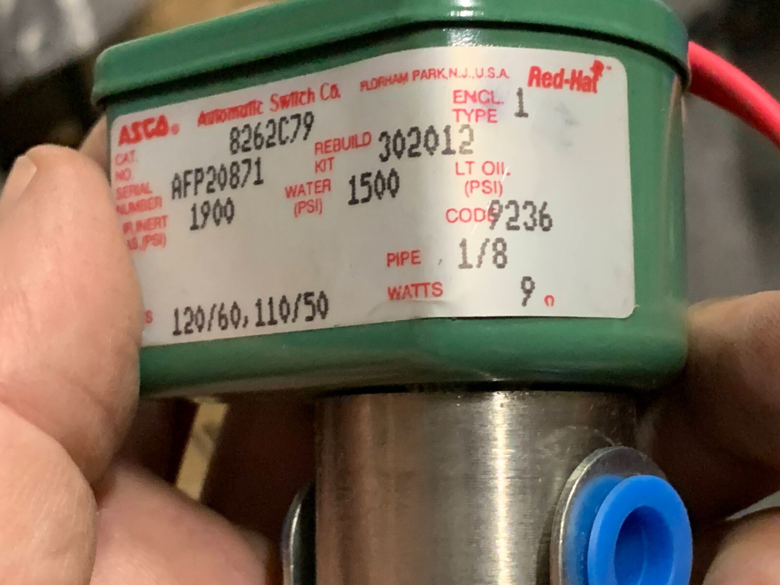 ASCO Red-Hat Valve 120V-60Hz 110V-50Hz 1/8″ Pipe P/N 8262C79