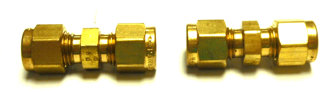 NEW BOX OF 2 PRKER 4-4 HBZ-B UNION 1/4IN TUBE OD BRASS