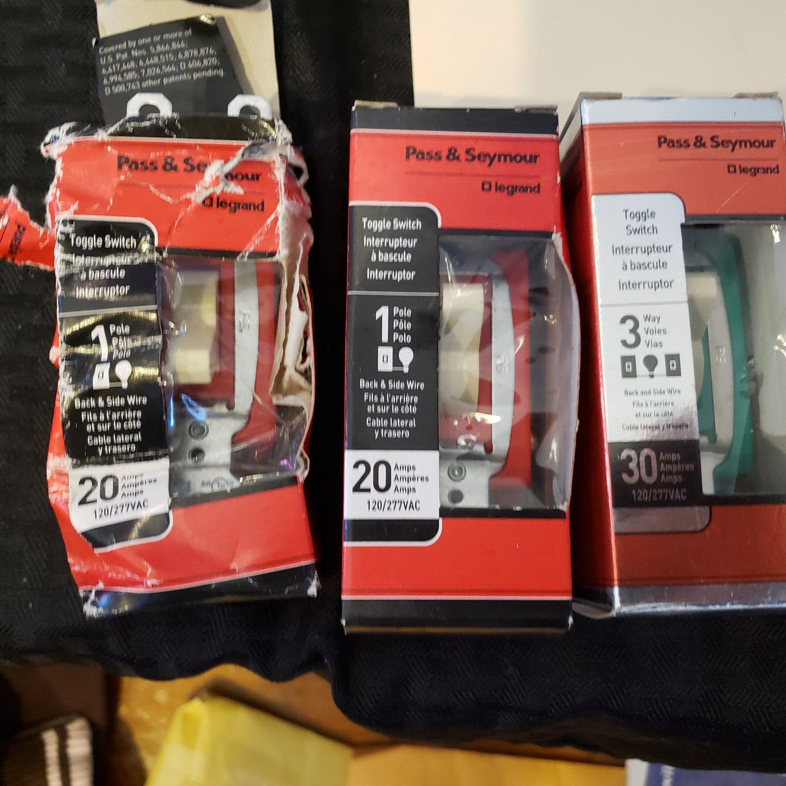 NEW Lot of 5 Pass Seymour Toggle Light Switch 20A 30 1-Pole Orange CSB20AC1 ICC8