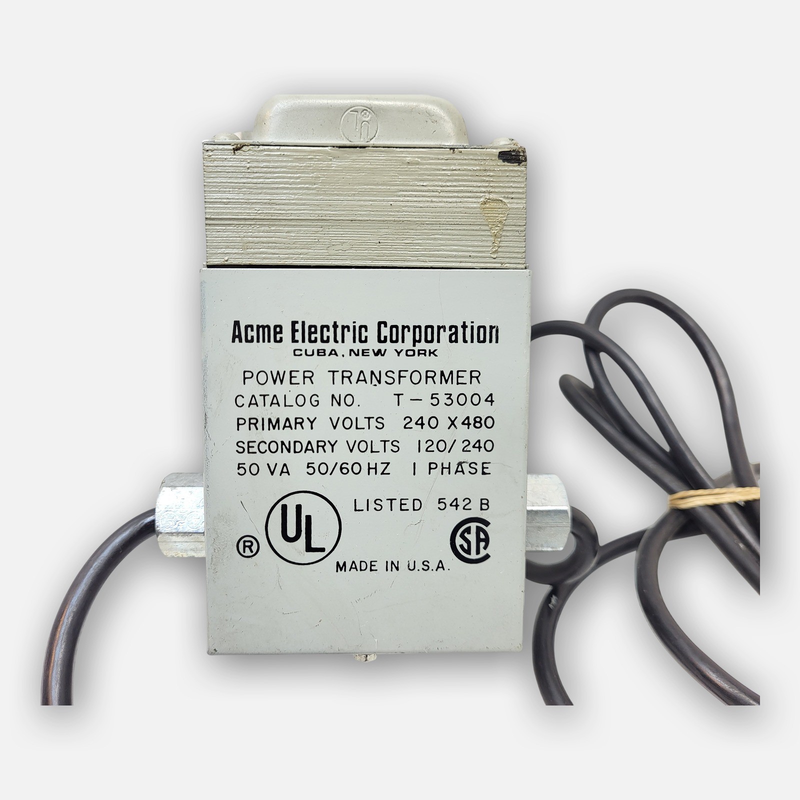 ACME ELECTRIC T-53004 POWER TRANSFORMER W/ PLUG, 1PH 240/480V 50/60HZ