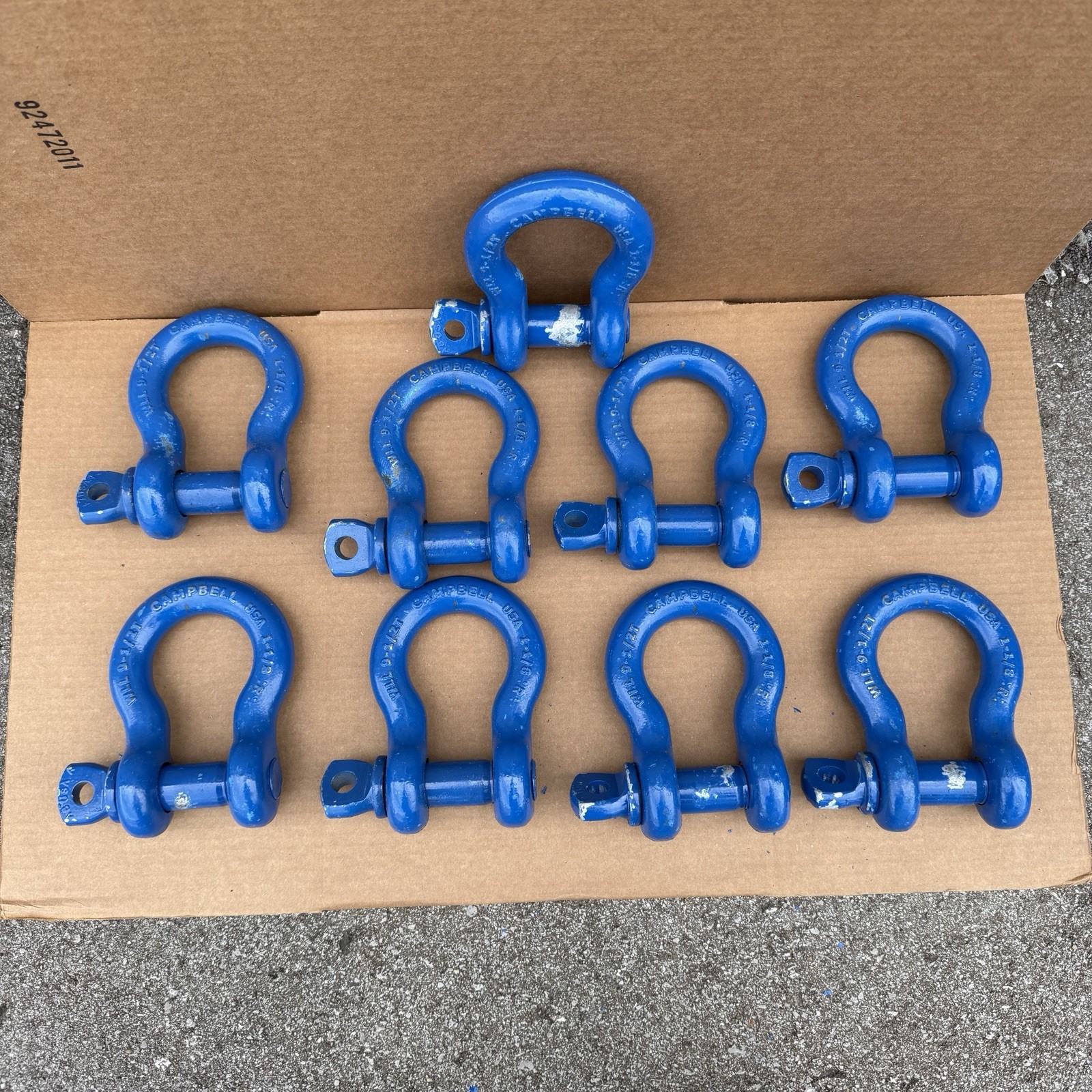 9 -pcs Campbell 5411805 1-1/8” Screw Pin Anchor Shackle Painted WLL 9.5 Ton
