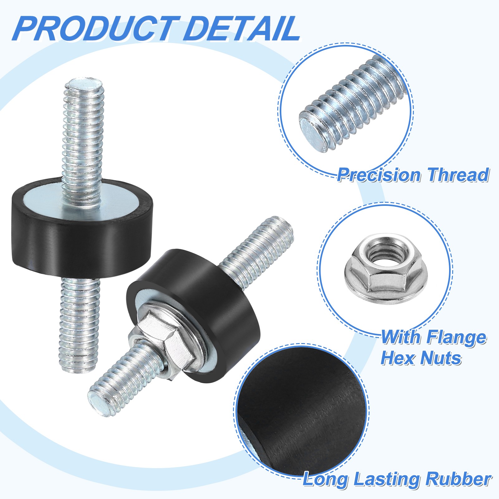 2Pcs M6 x 18mm Rubber Mounts, 8 x 20mm Rubber Vibration Isolator with Nuts