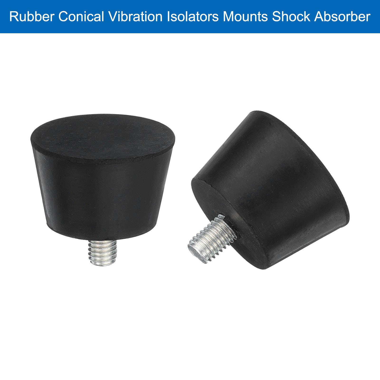 4Pcs Thread Levelling Feet, 1.5″x0.98″ with M8x12mm Studs, Black