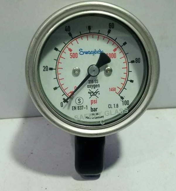 SWAGELOK PGI-63S-BG100-LAQX-ABN Pressure Gauge 0-1450 psi PGI63SBG100LAQXABN