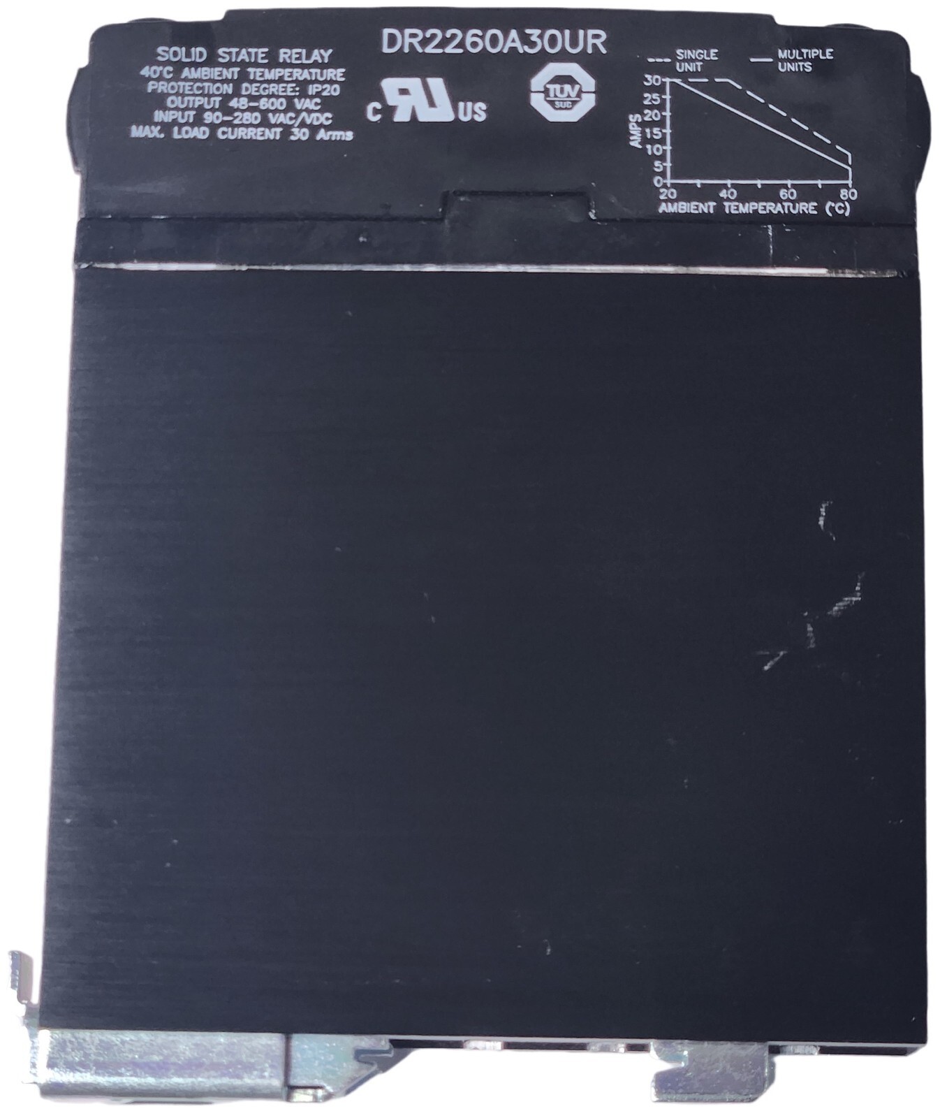 Crydom DR2260A30UR Solid State Relay 30A 90-280VAC/DC 600VAC .5-3HP kW